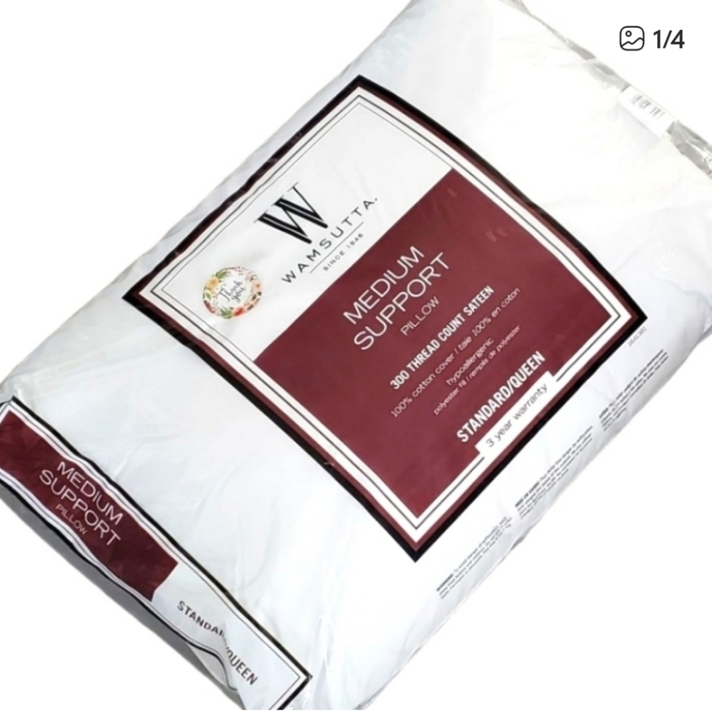 NEW Authentic Wamsutta Medium Support Pillow - White. Standard/Queen.